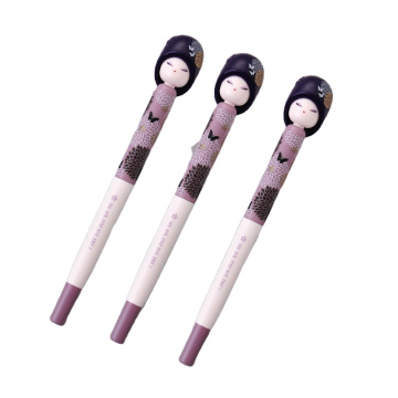 Pen populär mit Mädchen Kawaii 3pcs/Los 0,5 -mm -Puppe Gelpen schwarzer Tinte Schöner praktischer Wasserstift
